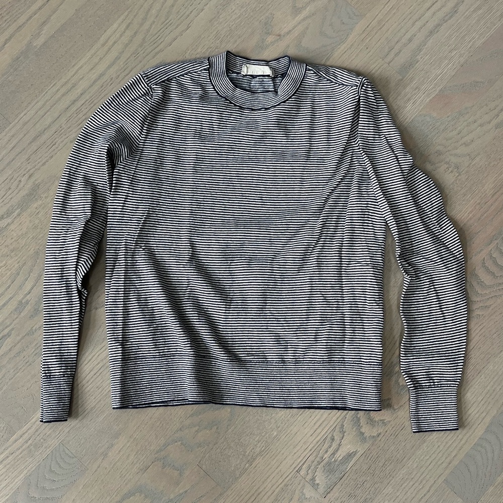 Everlane organic cotton sweater, navy blue & white, size small